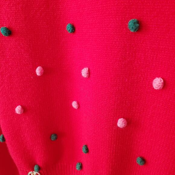 Women Simply Southern Red Pom Pom Holiday Sweater XXL Cottage Christmas Cozy NEW - Picture 7 of 13